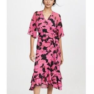 Diane von Furstenberg Zion Wrap Dress Camellias black size S.
